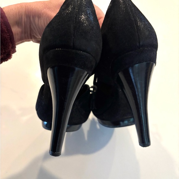 COACH•black suede leather platform heeled sandals 7 EUC - Picture 5 of 8